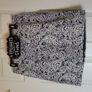 Talbots Skirt 10 Navy White Paisley Floral